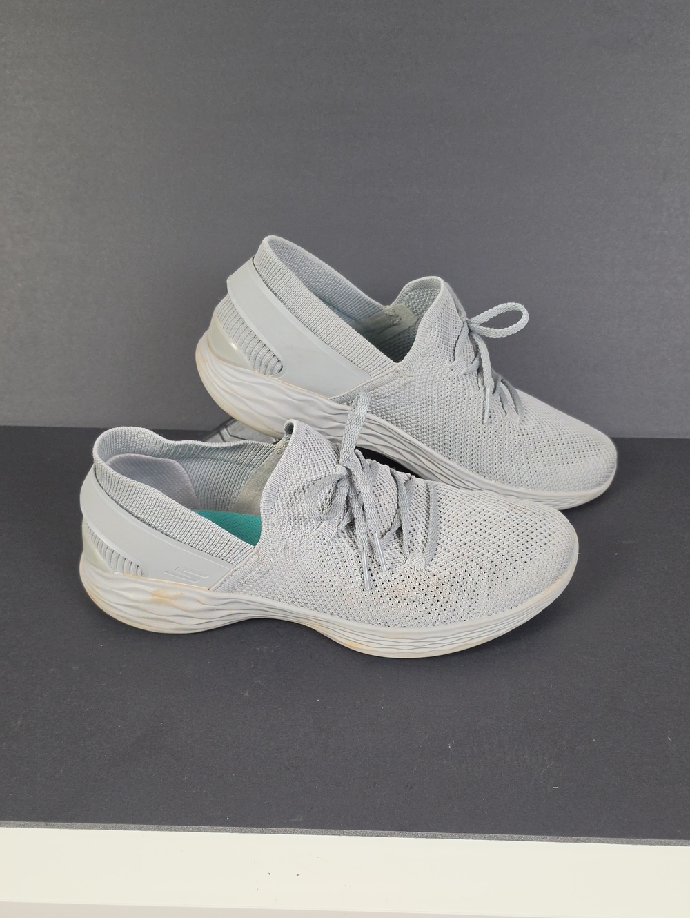 Skechers YOU Spirit Gray Mesh Slip On Sneakers Walking Shoes